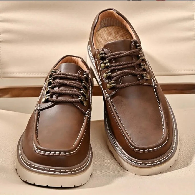 Men's Work Shoes Luxury Brand Leather Outdoor Casual Shoes for Men Dress Shoes High Quality Comfy Thick Bottom Shoes D2A54