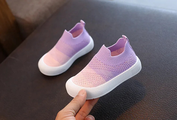 Size 20-31 Children Shoes Spring Autumn Kids Sneakers Soft Breathable Mesh Boys Slip-on Shoes Patchwork Color Girls Shoes