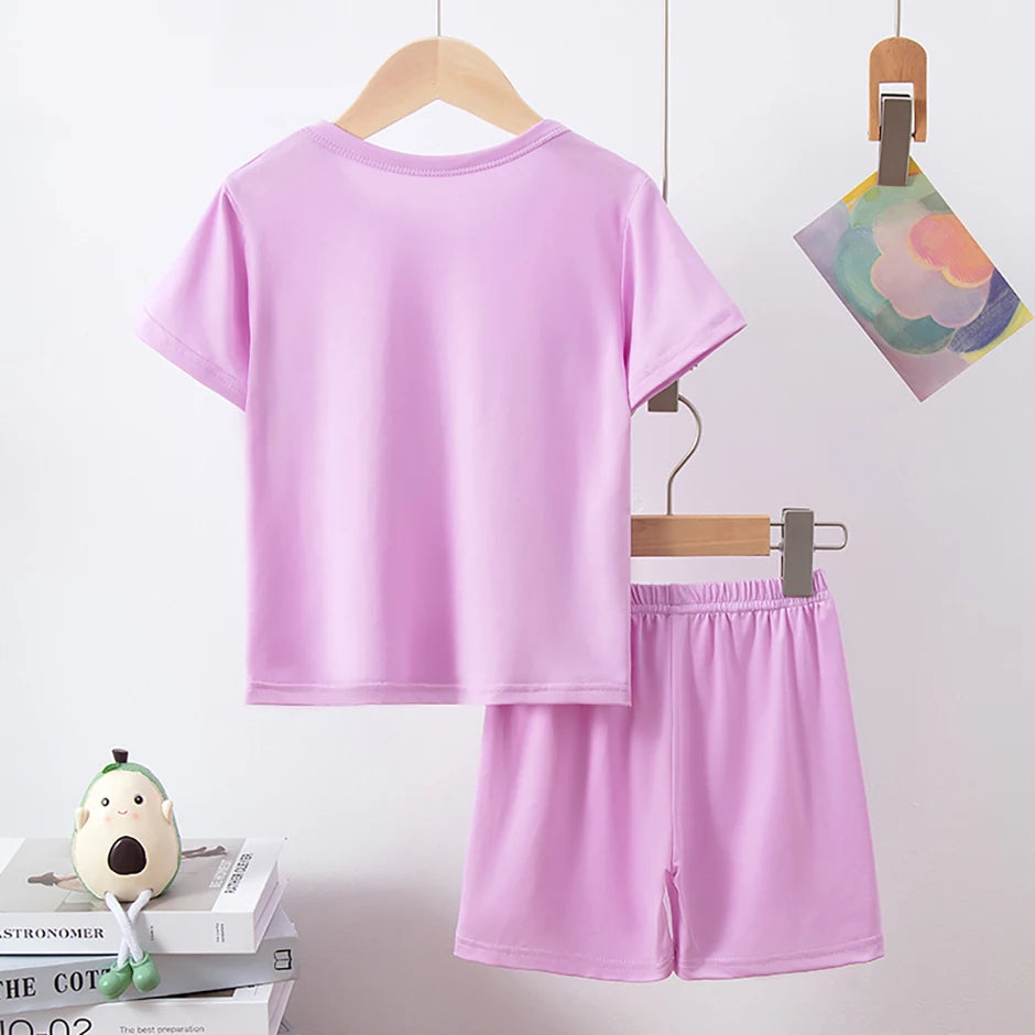 8/2 Pcs Children's Summer Cute Printing Suit Boy Casual Fashion Pocket Bear Short Sleeve Girl Sweet And Cute Joker Comfort Short