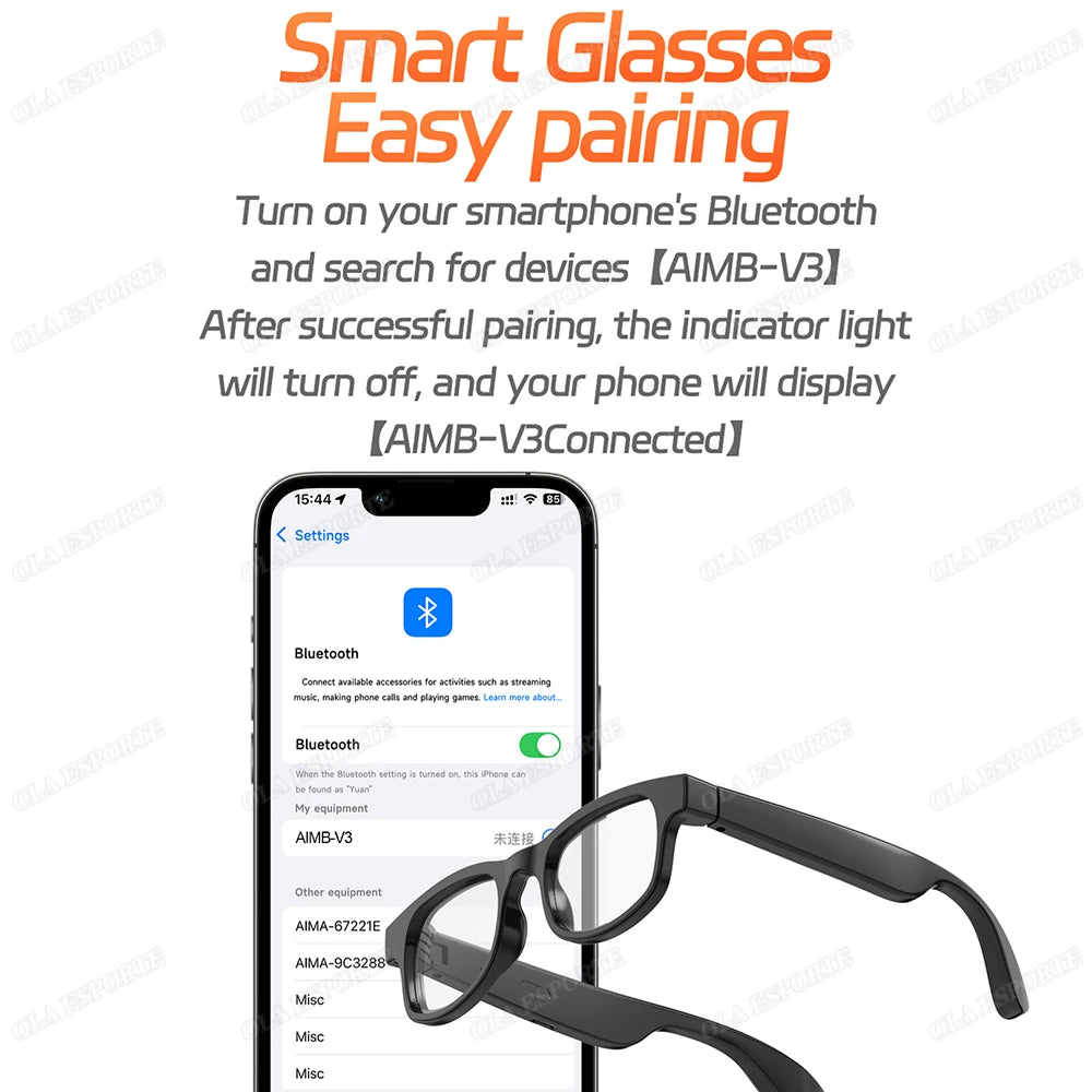 AI Smart Glasses Anti Blue Light Bluetooth 5.3 Wireless Call Music Playback Voice Assistant Amart Glasses Waterproof Sunglasses