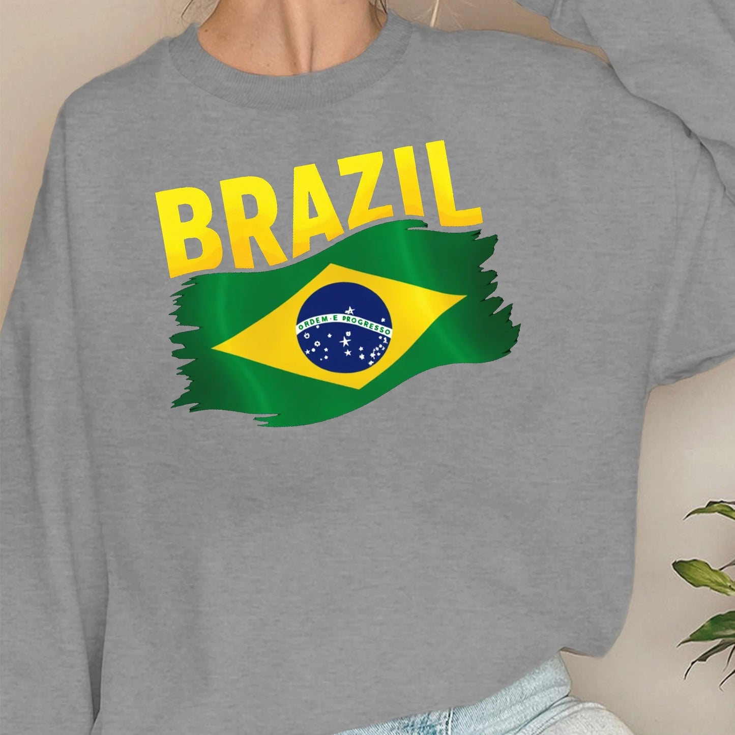 BRAZIL flag illustration  women's sweatshirts