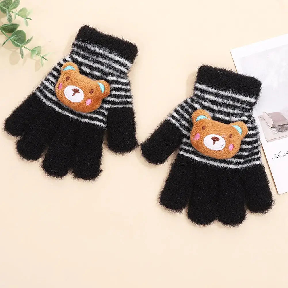 Kids Winter Gloves Thermal Warm Windproof Cartoon Animal Mittens for Boys Girls Children Outdoor Skiing Full-Finger Gloves