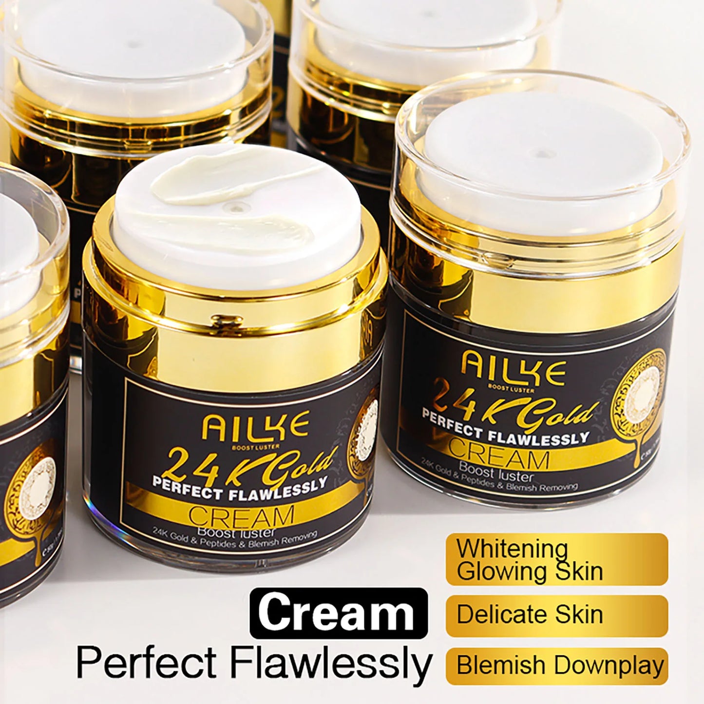 AILKE 24K Glod Flawlessly Skin Care Set, Whitening, Reduce Dark Spots, Pigmentation, Wrinkles, Moisturize, For All Skin Types