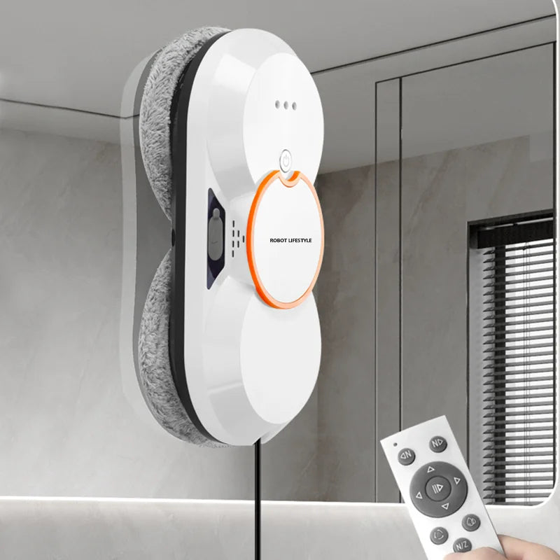 Robotic Window Cleaner Washing Windows Robot with Spray ,Two Water Tank,Spin Mop,5600Pa,Remote control, Home Robot Washer Glass