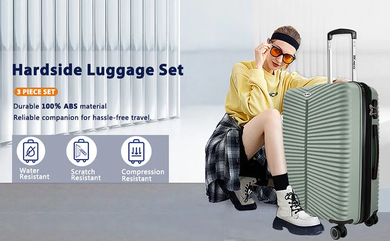 New York XPress 20"+24"+28" Luggage Expandable Travel Suitcase PP Hard Shell Luggage Set Rolling Luggages with Spinner Wheels
