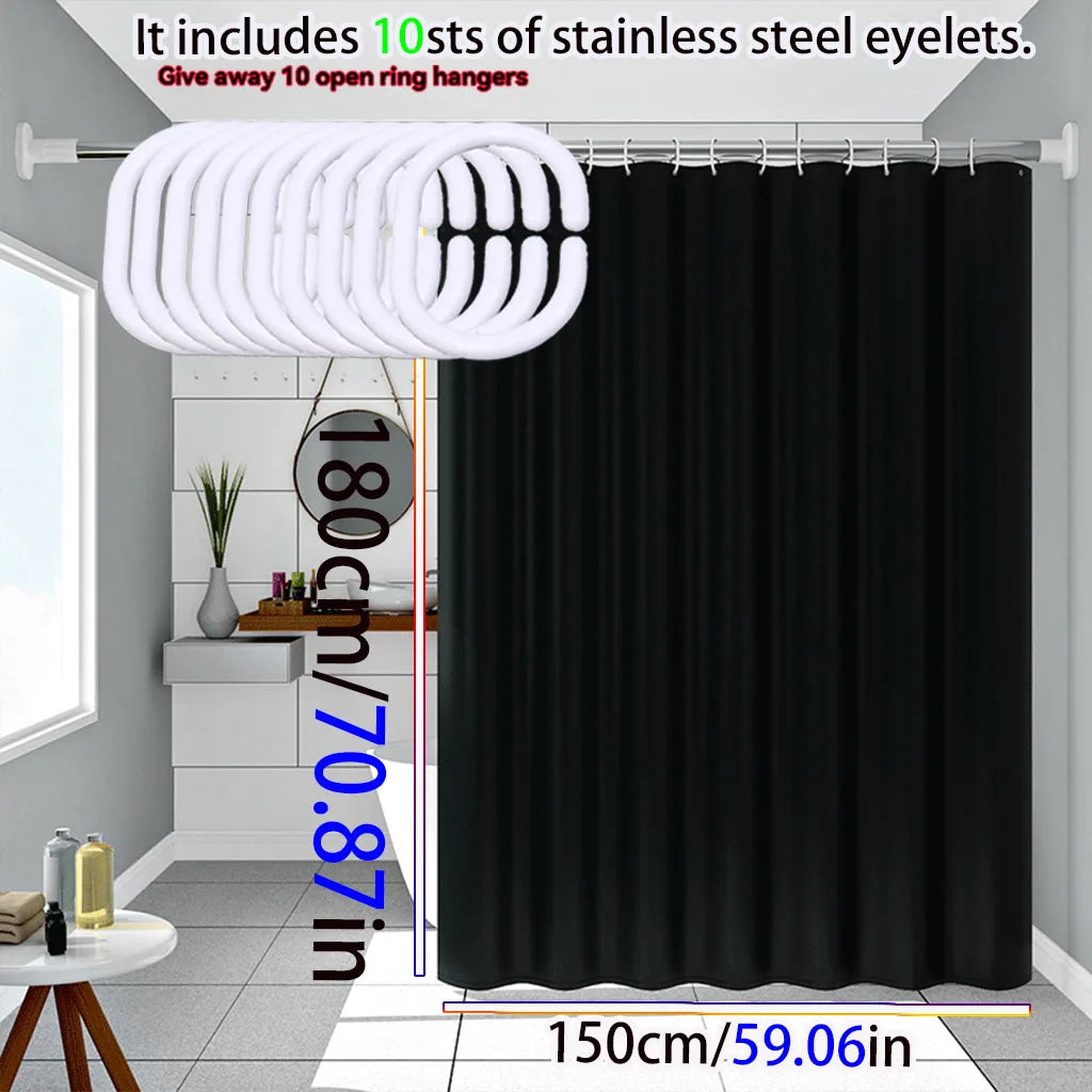 Bathroom Shower Curtain PEVA Waterproof Bathtub Bathing Curtains Easy Clean and Wipe Mildew Proof Shower Curtains with Hooks