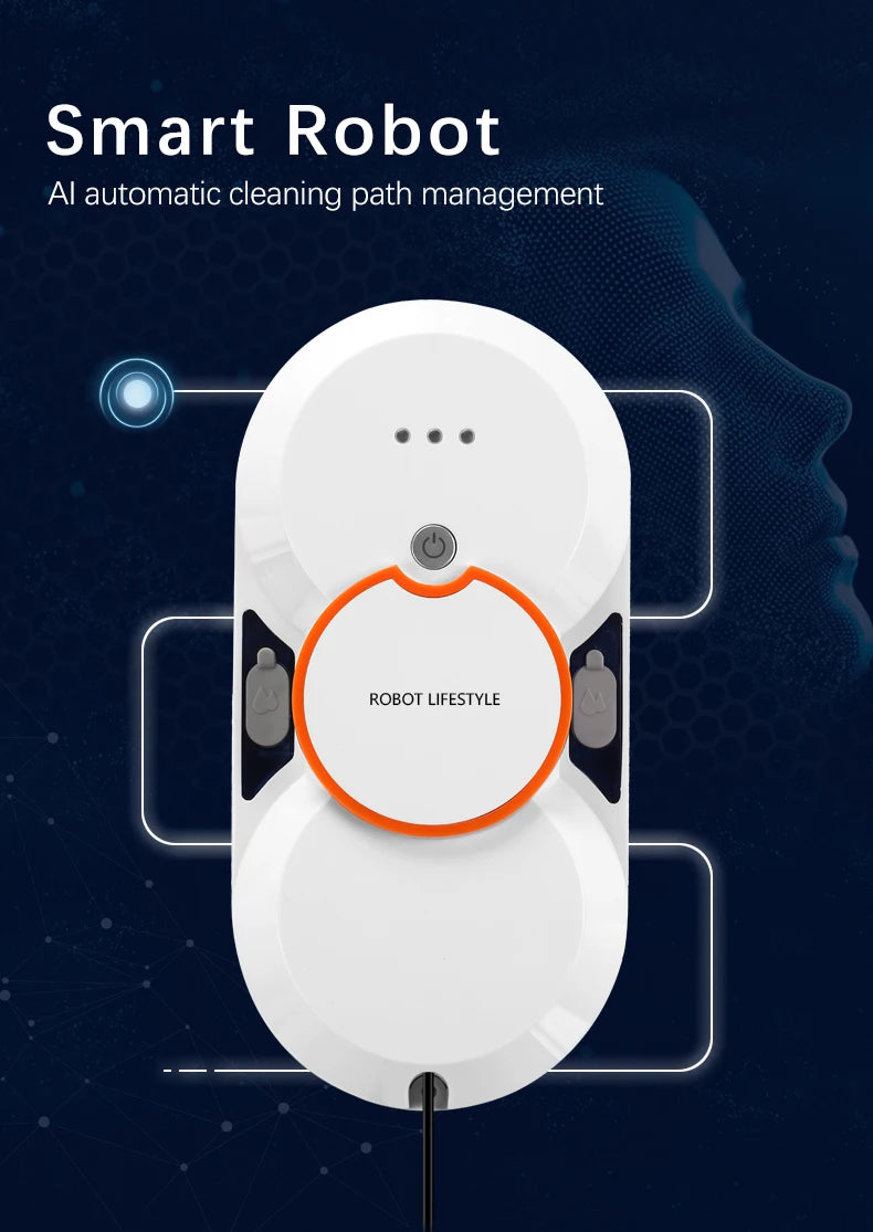 Robotic Window Cleaner Washing Windows Robot with Spray ,Two Water Tank,Spin Mop,5600Pa,Remote control, Home Robot Washer Glass