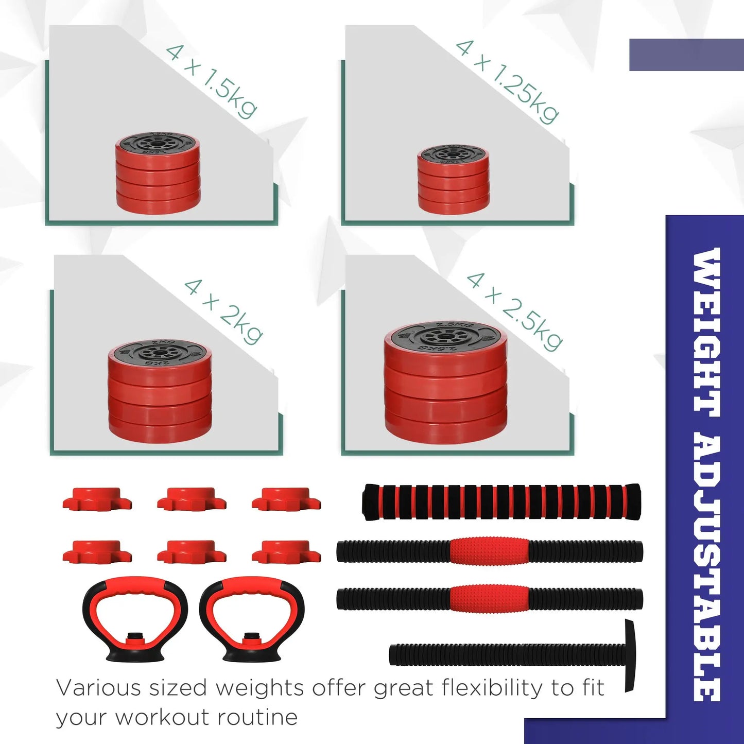 66lbs 4-in-1 Adjustable Dumbbell Set for Home Gym Comprehensive Weight Training Equipment