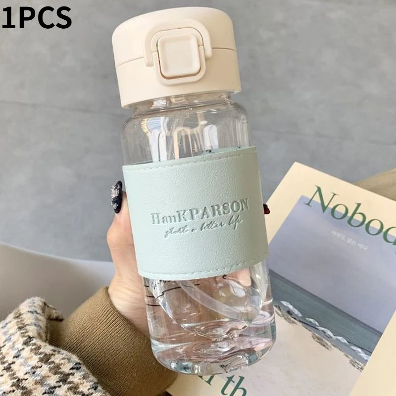 500ML Portable Water Bottle with Straw, Cute Leak-Proof Plastic Milk Cup Coffee Mug Tea Juice Cup Festive Christmas Casual Style