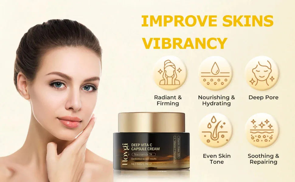 Deep Vitamin C Golden Capsule Face Moisturizer Liposome Capsules For Wrinkles Skin Radiance Glow Hydration Lightweight Skin Care