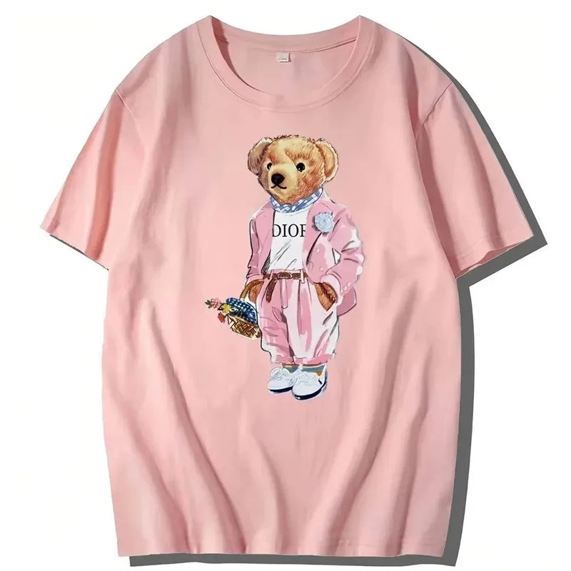 Luxury Brand Cotton TNew Bear Fashion Tshirt Unisex Short Sleeve round Neck Print Casual Style Comfortable Fit for Men And Women