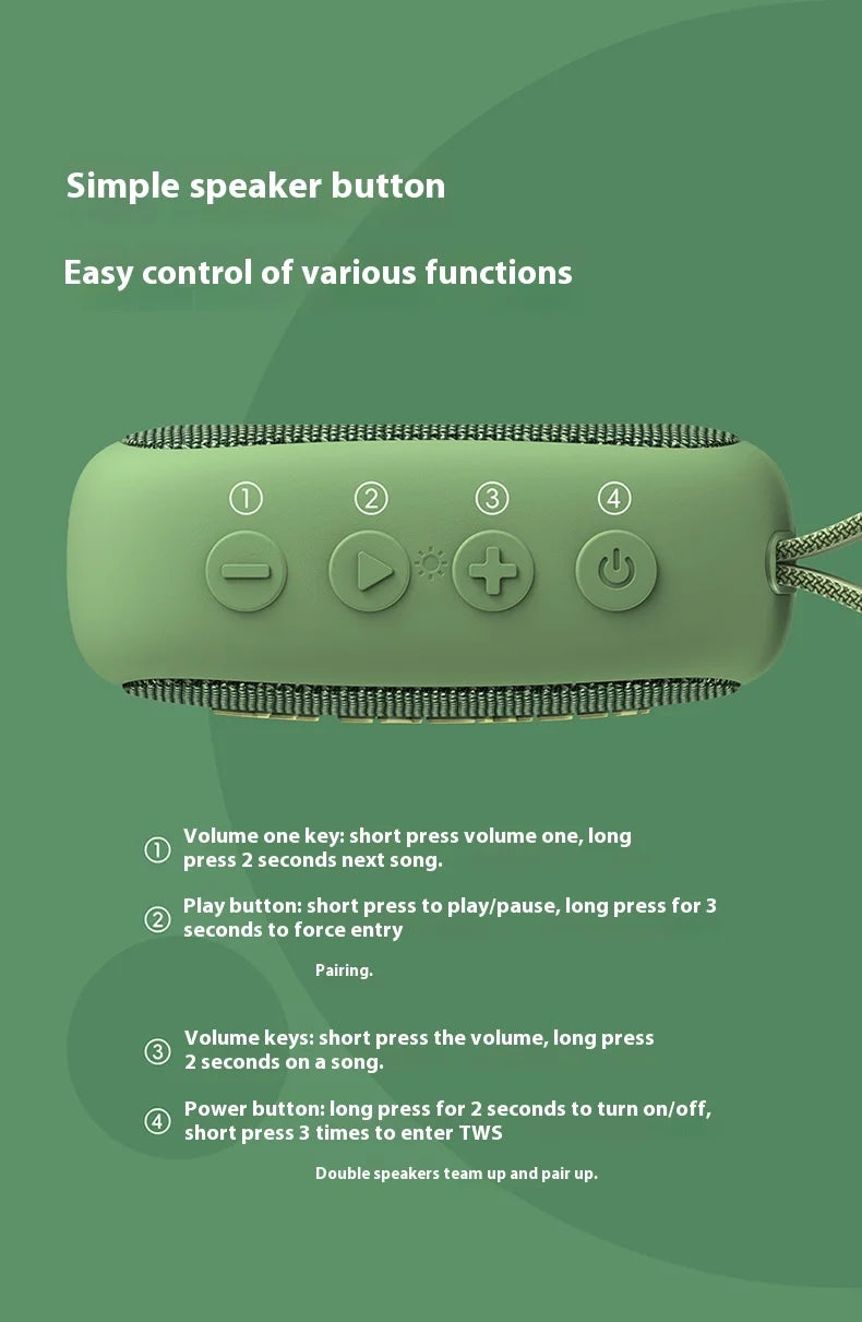 FiiO SnowSky Anywhere Protable Bluetooth Speaker IPX6 Waterproof 45mm Loudspeaker 1400mAh Mini Bluetooth Speaker Outdoor Hiking