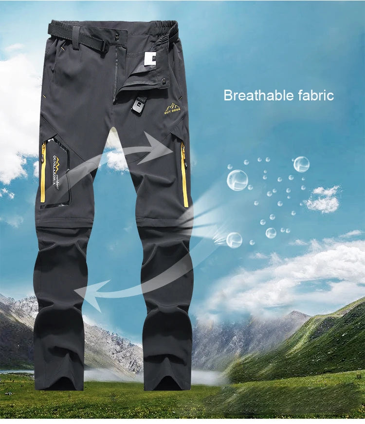 Spring Hiking Pants Men Waterproof Can be converted into shorts Fishing Wear Climbing Clothes Quick Dry Anti-UV Trousers