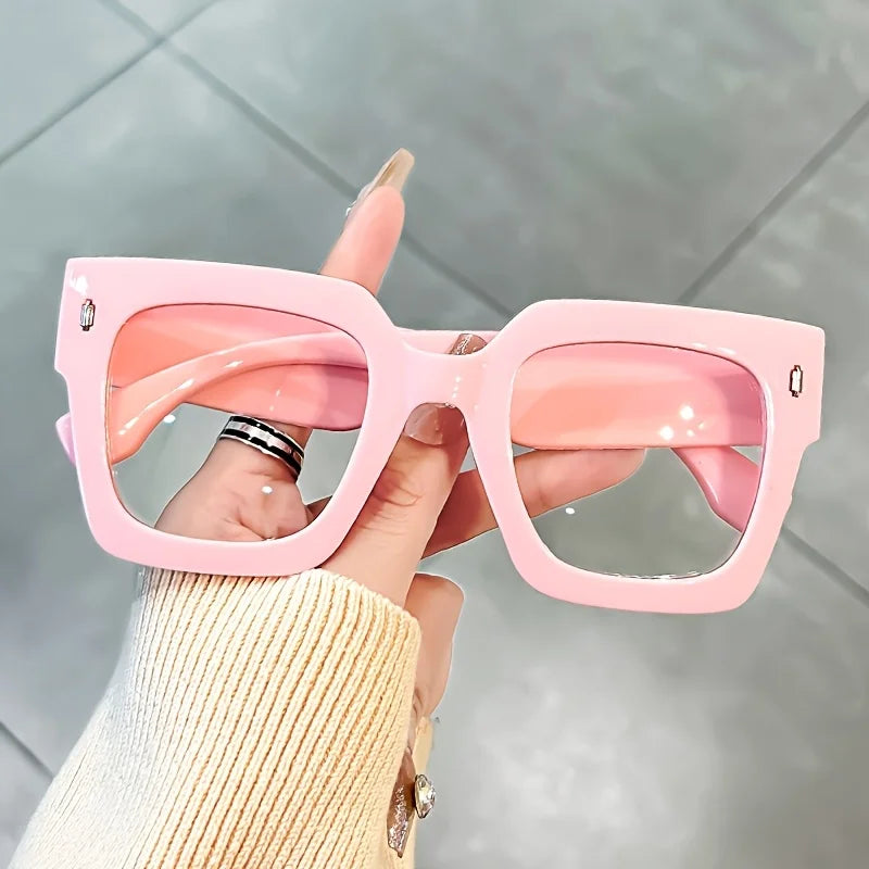 Vintage Glasses Square Full Rim Spectacles Unisex, Anti-Reflective Coating, Fashionable Transparent Lenses, Daily Wear Eyewear