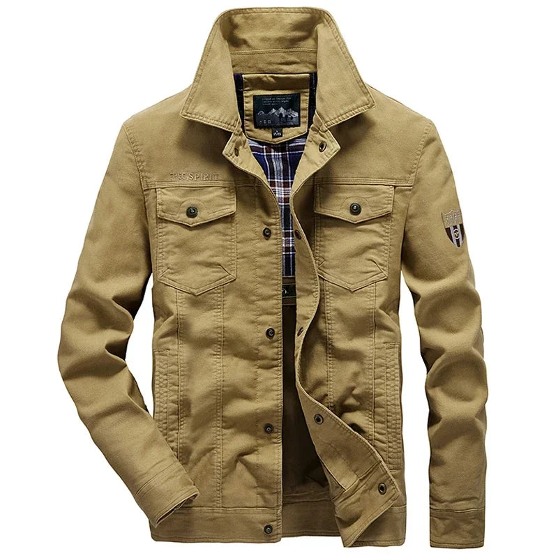 Men's Lightweight Cotton Military Jackets Spring Autumn Casual Multi-pocket Army Pilot Cargo Flight Bomber Jacket Men Clothing