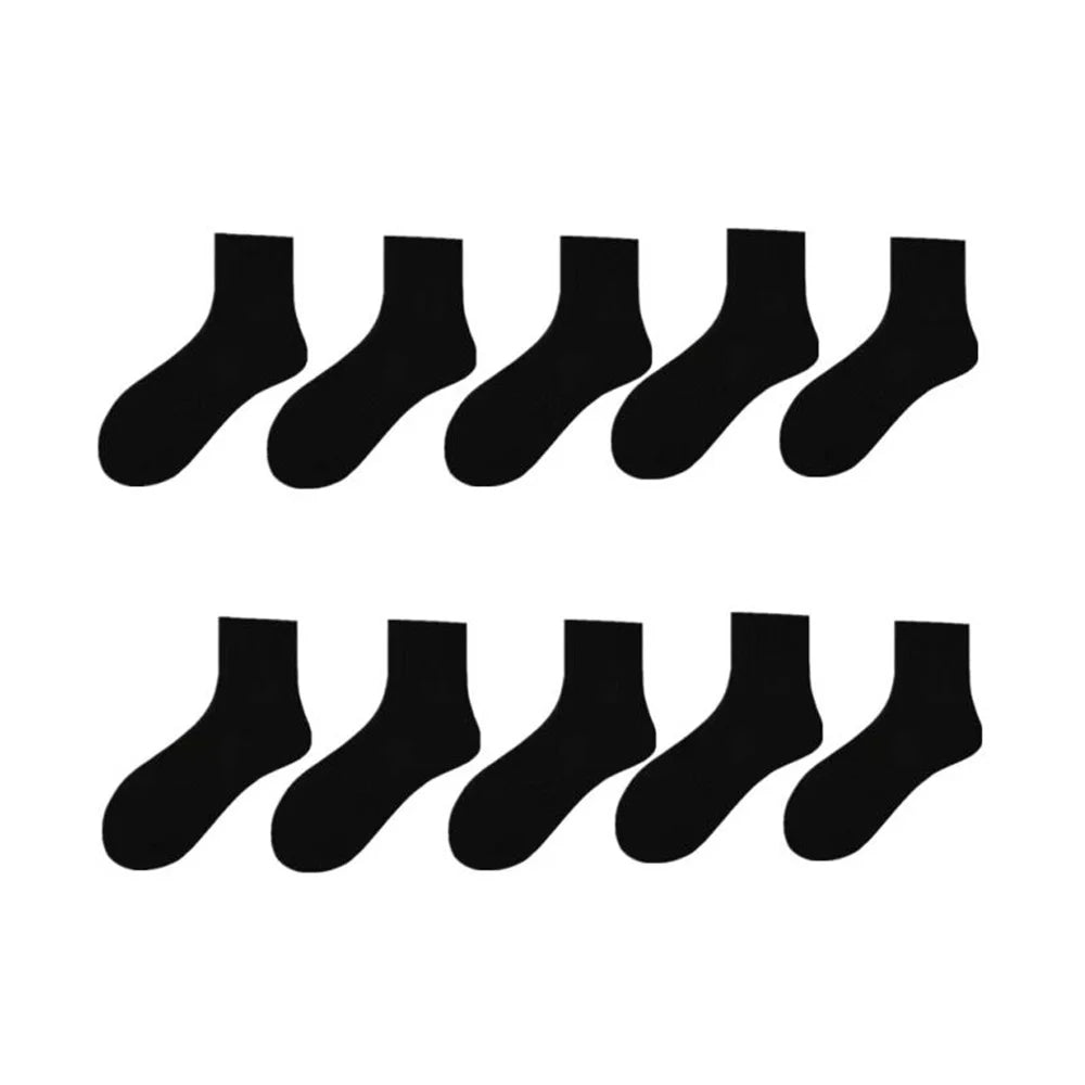 10 Pairs Classic Black White 95% Cotton Men's Short Socks Summer Thin Low Tube Socks Anti Odor Women's Ankel Sox EU 37-42