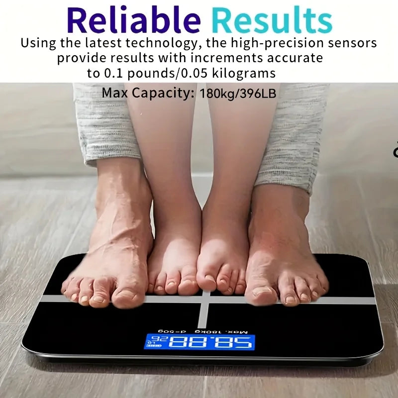 Digital Bathroom Scale 396lb, High-Precision Weight Scale with LCD Display, KG/LB Switch, Ultra-Wide Platform, Temperature