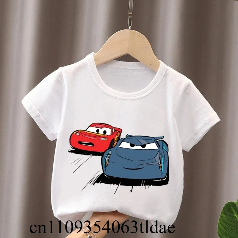 Hot Sale Car Pixar Lightning McQueen Print Cute Kids T-Shirts Girls Clothes Baby Boys Short Sleeve T Shirt Summer Children Tops