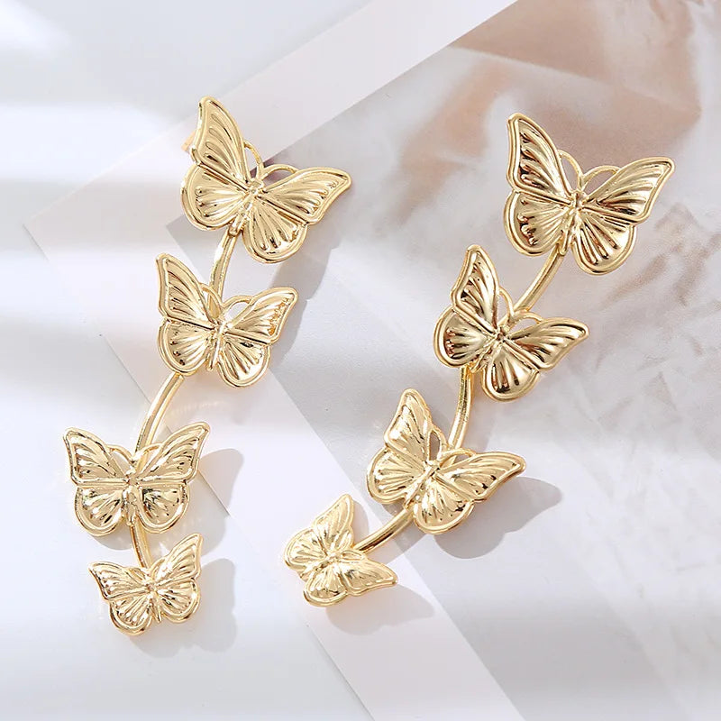 European Exaggerate Metal Statement Earrings for Women Vintage Fashion Round Star Leaf Irregular Geometry Long Earrings Jewelry