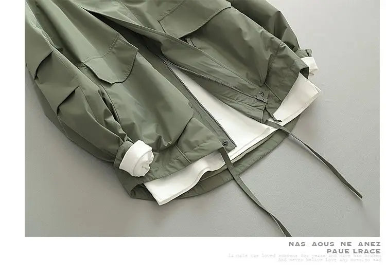 Spring Autumn Windbreak Jackets Men Japanese Vintage Fashion Three-dimensional Hoodie Loose Male Coat Bomber Jacket Men Clothing