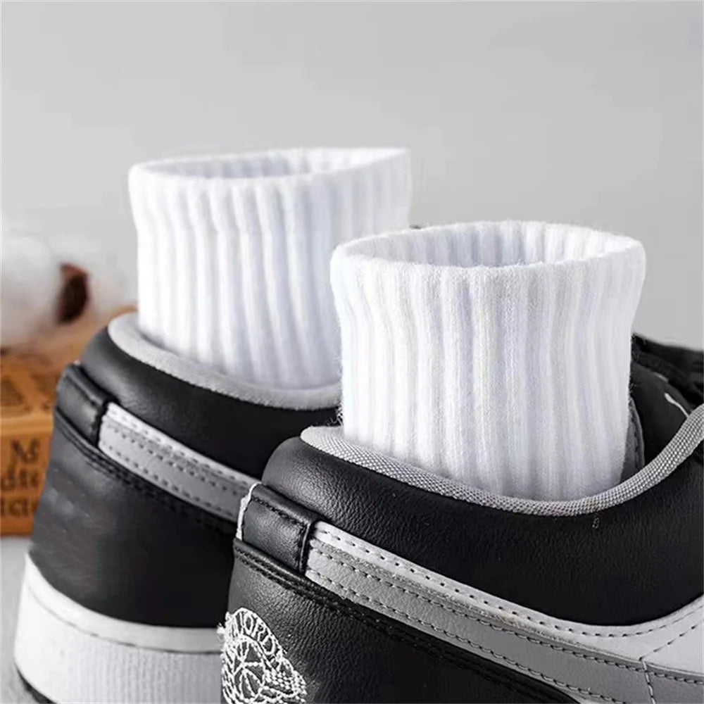 10 Pairs Classic Black White 95% Cotton Men's Short Socks Summer Thin Low Tube Socks Anti Odor Women's Ankel Sox EU 37-42