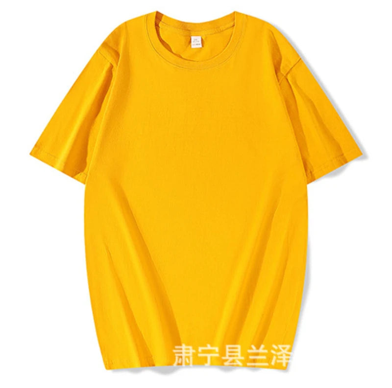 Plus Size Four-season Pure Cotton Solid Color T-shirt Couples Featuring Long Sleeves Dropped Shoulders Custom-made Cultural