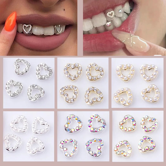 3pcs/Box Dental Tooth Gems Teeth Crystal Ornament Metal Tooth Gems Various Shape Beauty Oral Decorations