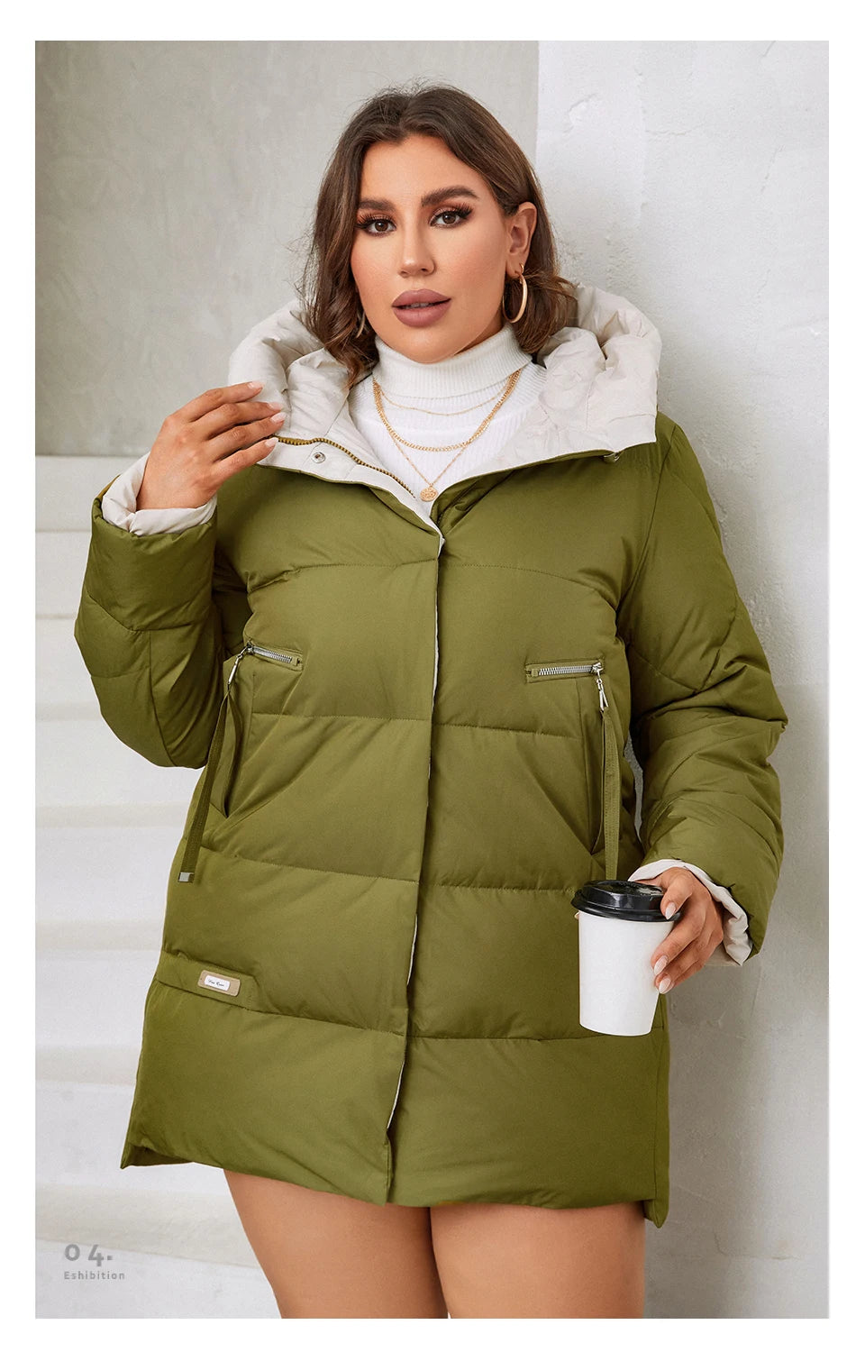 HaiLuoZi 2023 New Plus Size Women Winter Jacket XL-6XL Thick Female Outwear Slant Pockets High-quality Quilted Women's Coat 1115