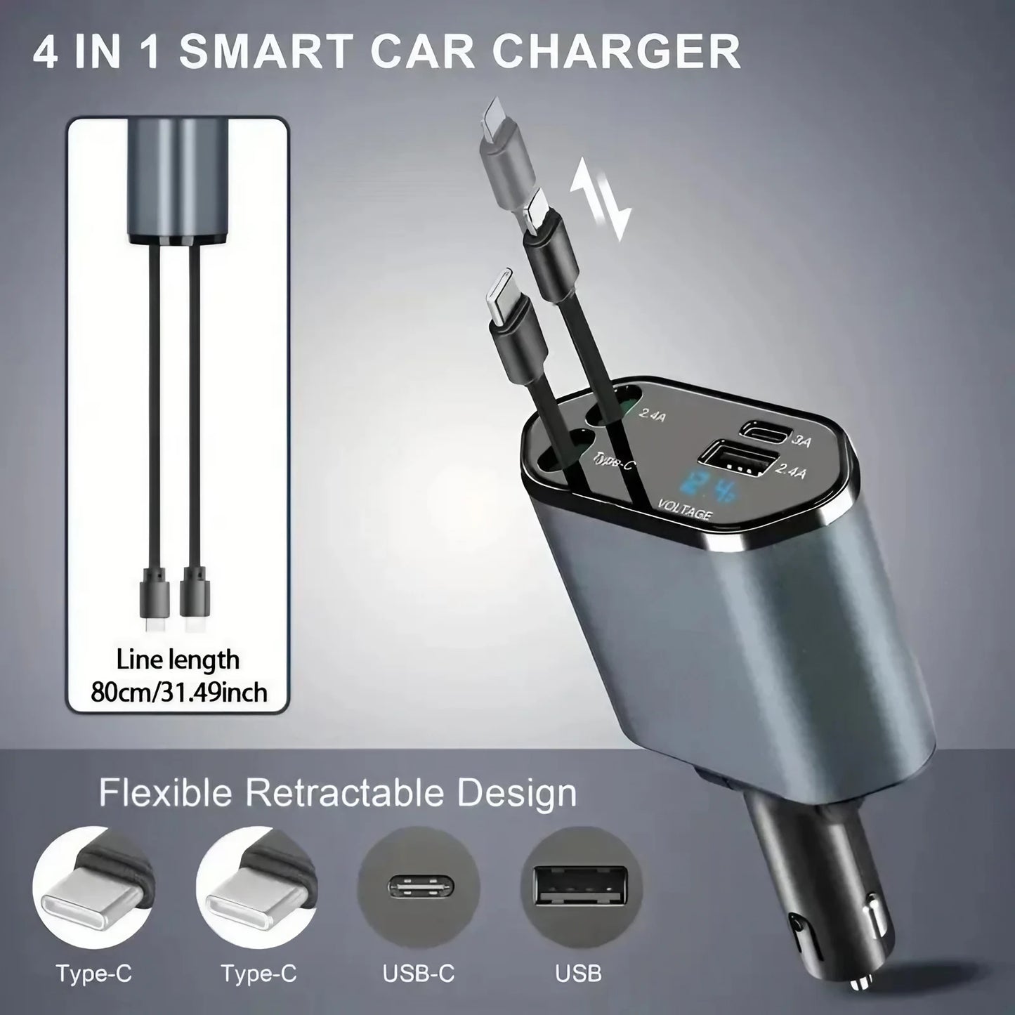 High Quality 3.1A Dual USB Car Charger 2 Port LCD Display Voltmeter 12-24V Cigarette Lighter Socket Car Charger Adapter