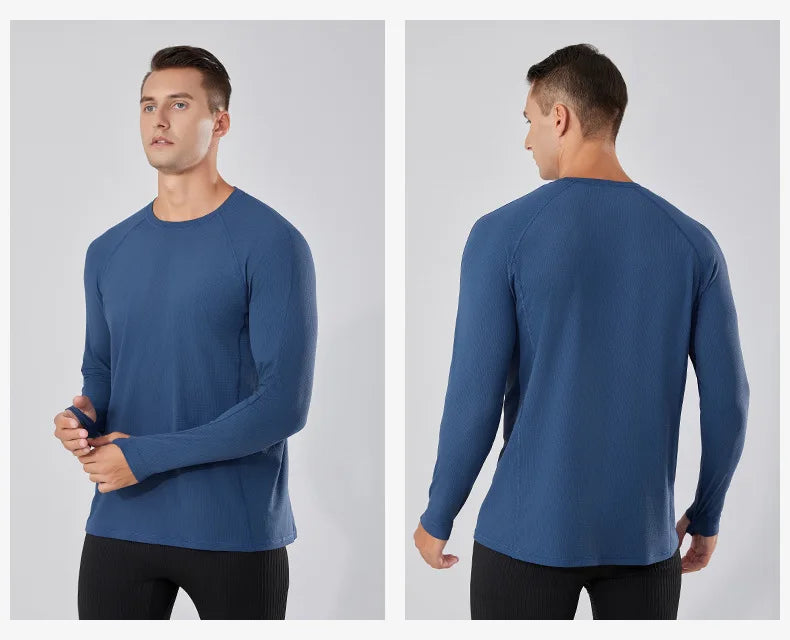 Men's Quick-Dry Breathable Long Sleeve T-Shirt Spring Autumn Thin Workout Top Outdoor Fitness Running Training Thumbhole Cuffs
