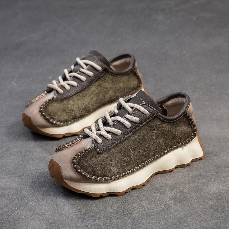 Koznoy 3cm Suede Cow Genuine Leather Mixed Color Preppy Girl Vulcanize Platform Wedge Summer Ladies Spring Autumn Comfy Fashion