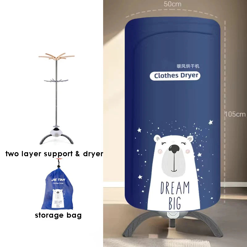 220V Electric Clothes Dryer Portable Warm Air Folding Drying 2 Layers Stand Support Shoes Dryer Machine