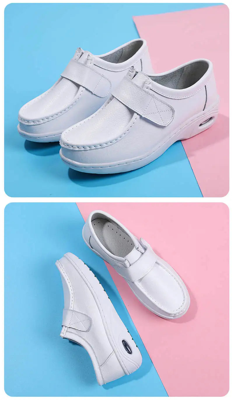 autumn and winter new fashion casual adult women's shoes Nurse shoes white flat leather fashion white  women shoes