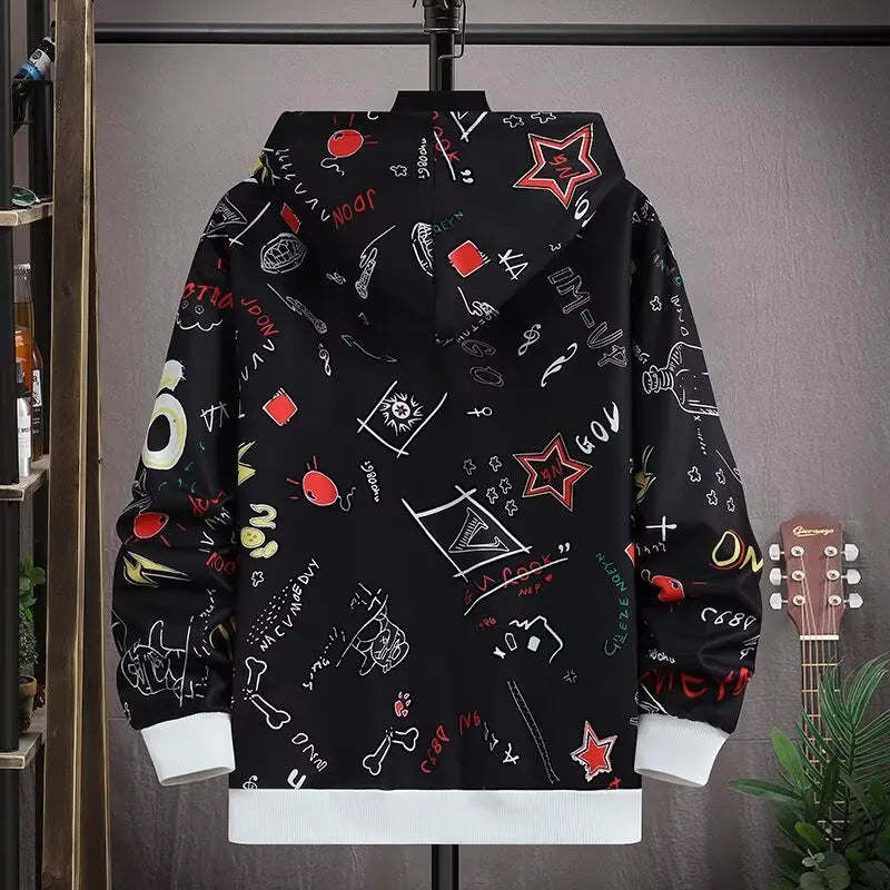 Spring New Arrival Men's Pullover Hoodie Korean Style High Street Harajuku Hooded Sweatshirt  Loose Fit Fashion Men's Clothing