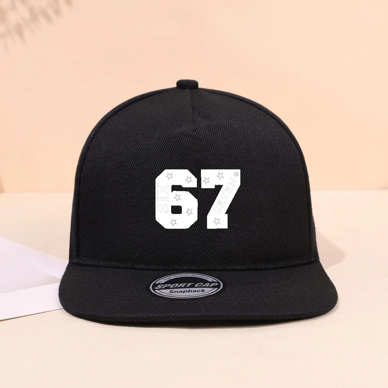 1PC breathable flat brimmed hat! 67 star trendy logo+adjustable head circumference, no sweat during daily travel