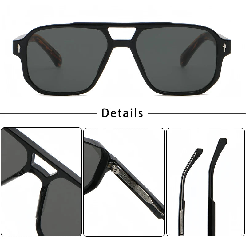 CATERSIDE Retro Punk Sunglasses Men Vintage Flat Top Double Bridges High Quality Sun Glasses Women Travel Party Festival Eyewear