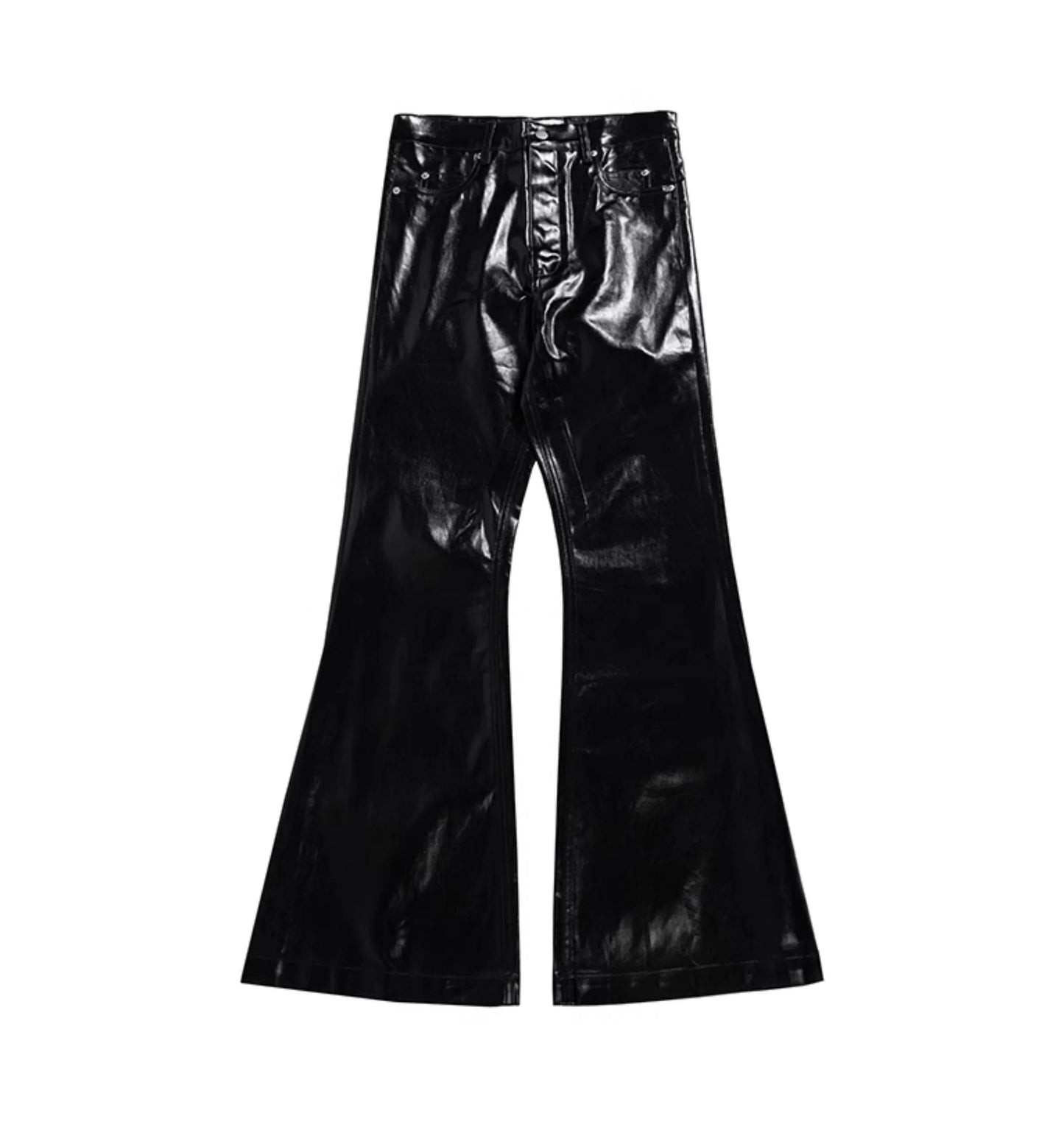 PFNW New Spring Men's Jeans Loose Wide Leg Coating Glossy Patent Leather Straight Male Denim Pants Niche Style 2025 12C509