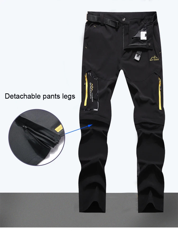 Spring Hiking Pants Men Waterproof Can be converted into shorts Fishing Wear Climbing Clothes Quick Dry Anti-UV Trousers