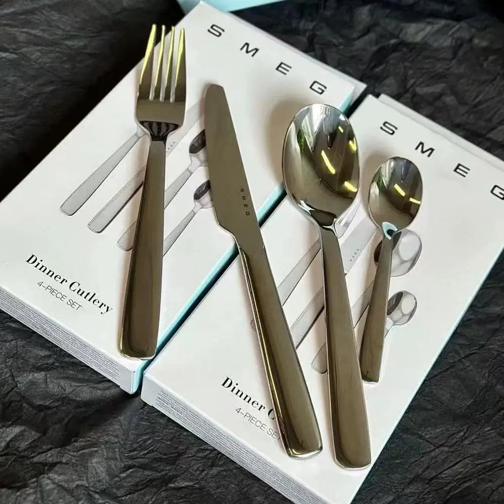 4pcs Italian High Quality Stainless Steel Fork Spoon Knife Set Western Tableware Dessert Spoon Polishing Cutlery Kitchen Gifts