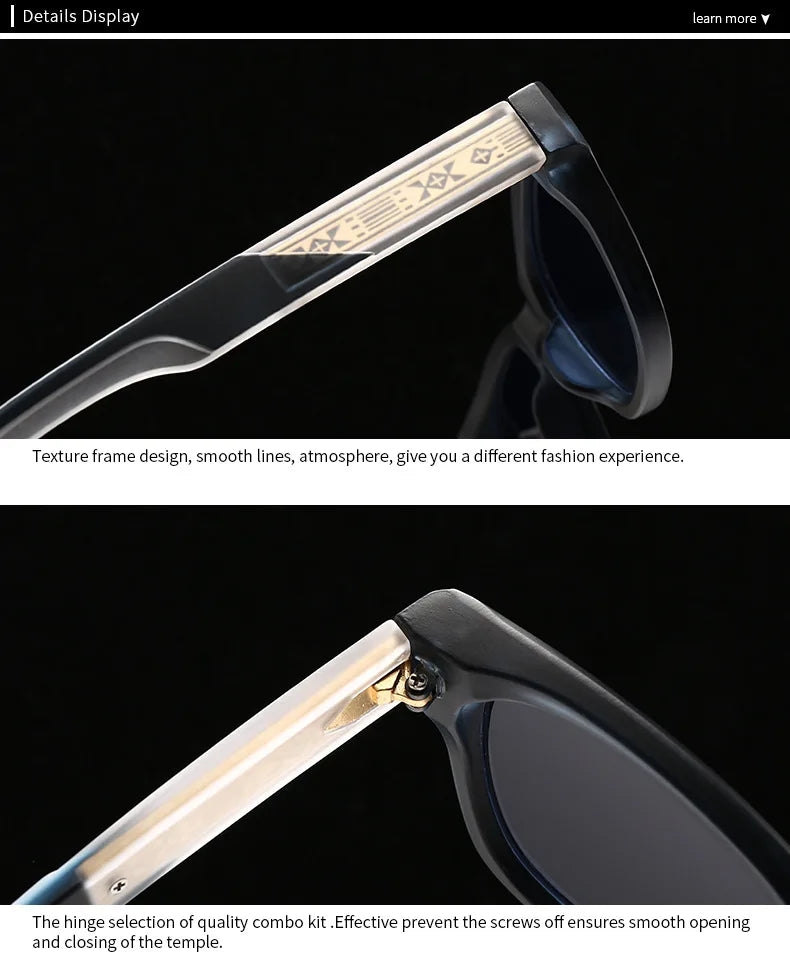 Hot Sale New Polarized Sunglasses Male Fashion Black Travelling UV400 Shades Men Women Classic Square High Quality Rivet Glasses