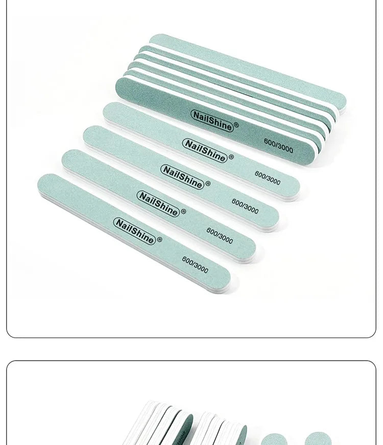 Nail File 600/3000 Grit Wooden Nail File, Professional Washable Doubled Sides Nail File Kit for Natural Acrylic Nails Coarse