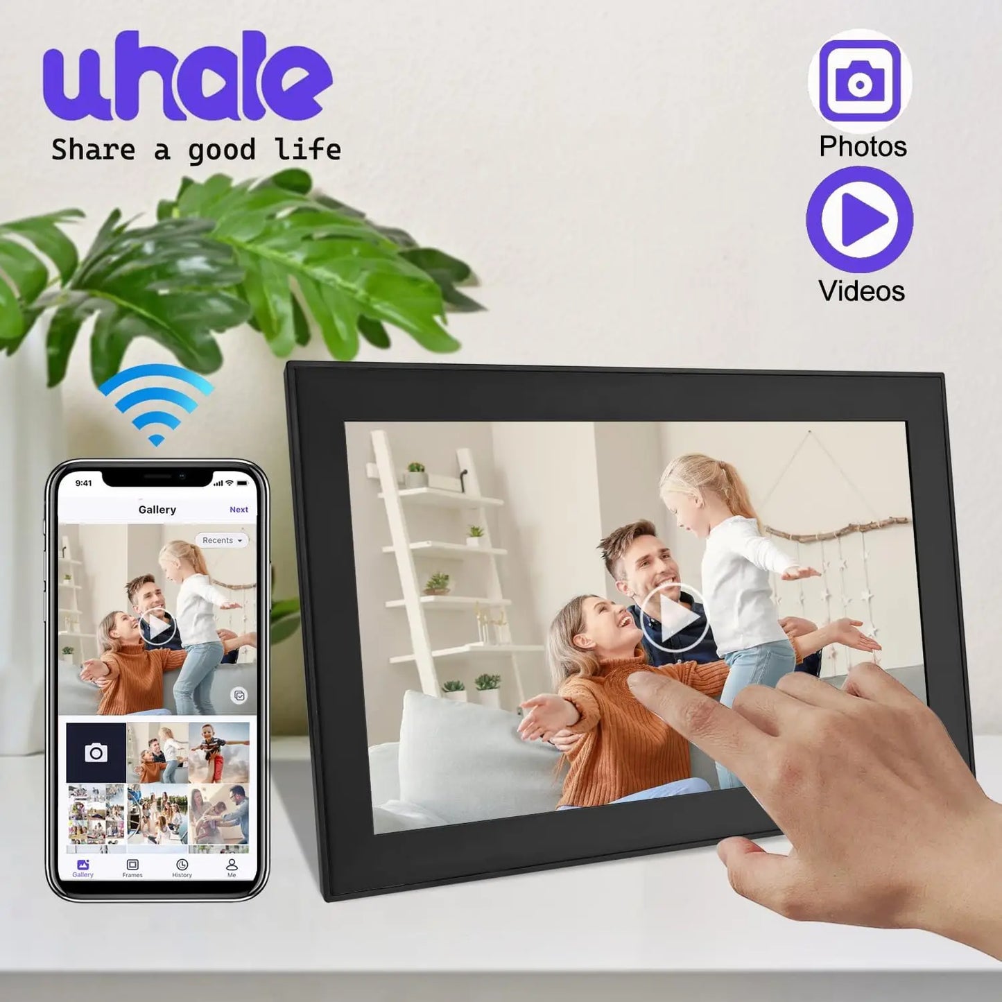 15.6 inch built in 32GB WiFi Large touch ips digital photo frame 1920*1080 Digital Frame via Uhale app
