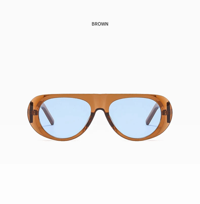New Oval Sunglasses Women Men Stylish Brand Designer Geometric Sun Glasses Female Male Plastic Big Frame Outdoor Eyewear