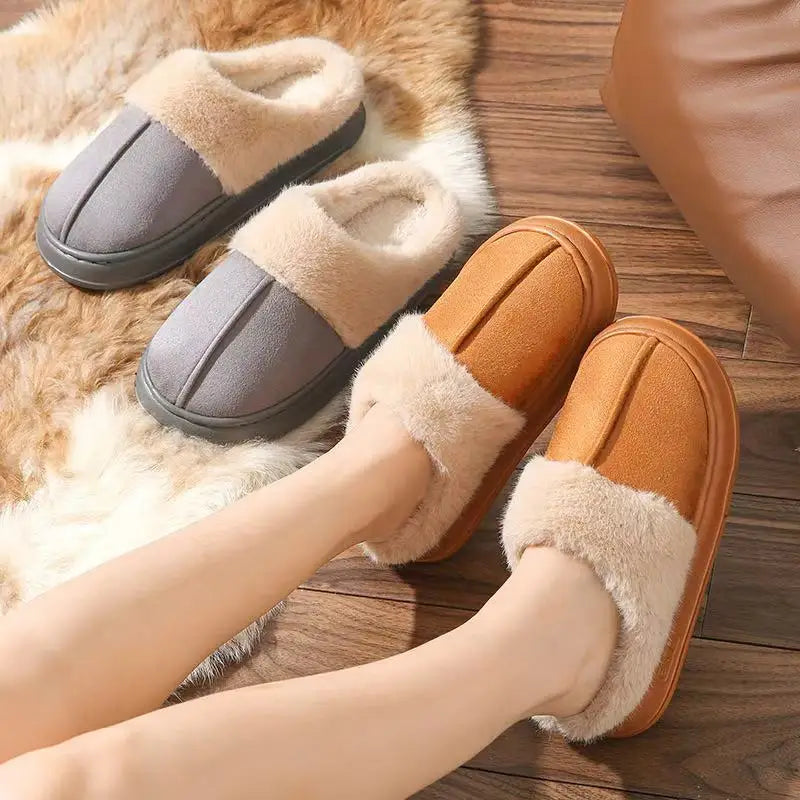 Fashion Women Fluffy Slippers for Autumn and Winter Indoor EVA Thick Sole Anti-Slip and Warm Unisex Slippers for Winter