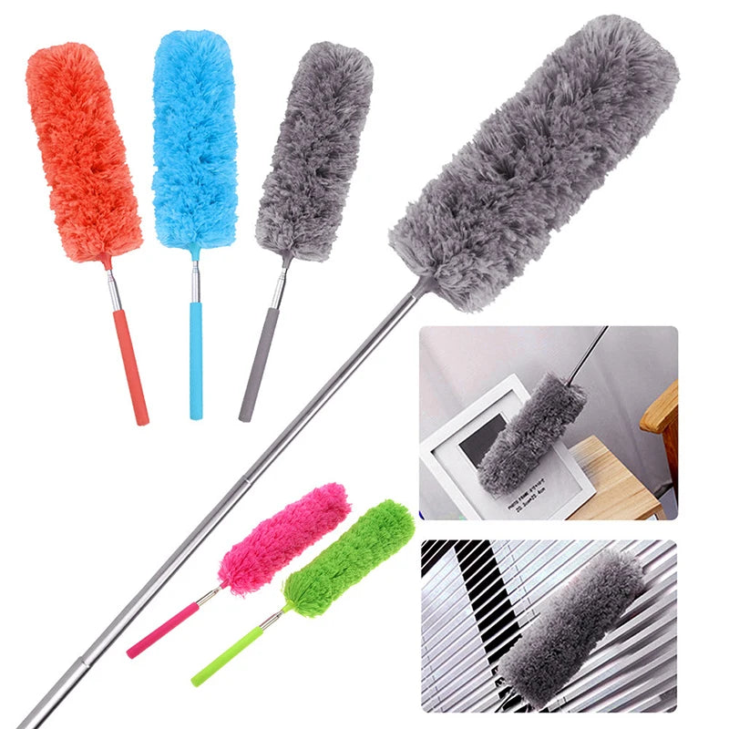 Retractable Duster Stainless Steel Long Handle Dusting Brush Car Household Cleaning Tools Microfiber Dust Brush