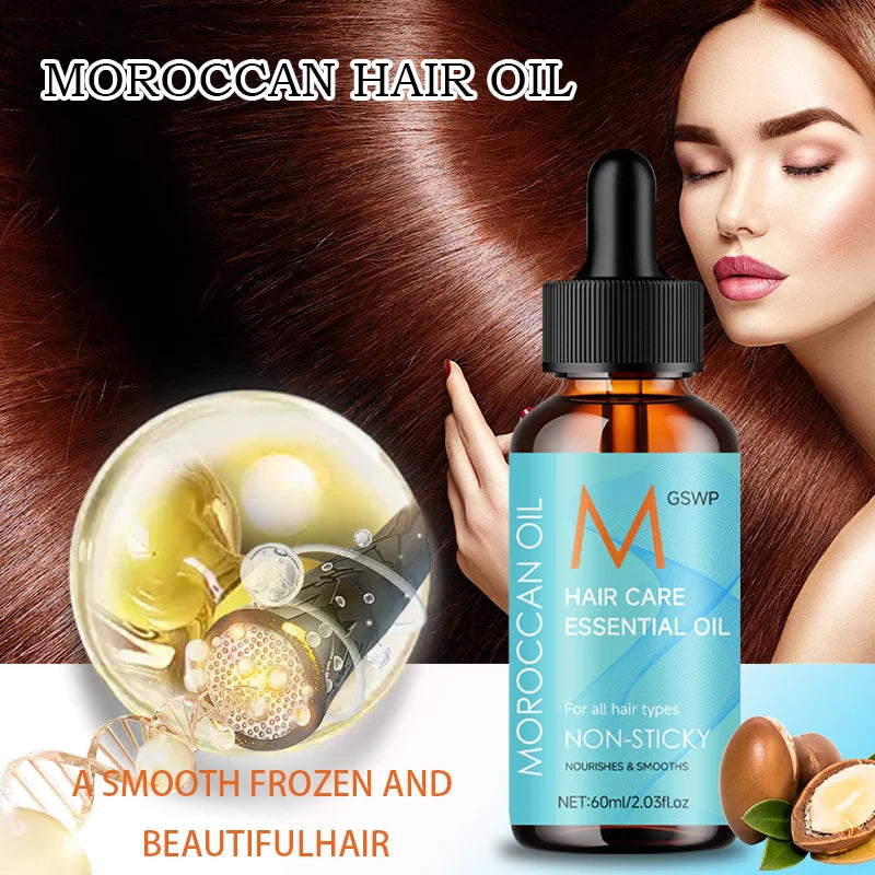 GSWP Moroccan Argan Oil Hair Oil deeply nourishes hair, leaving it smooth, shiny, and effectively tames frizz.60ml