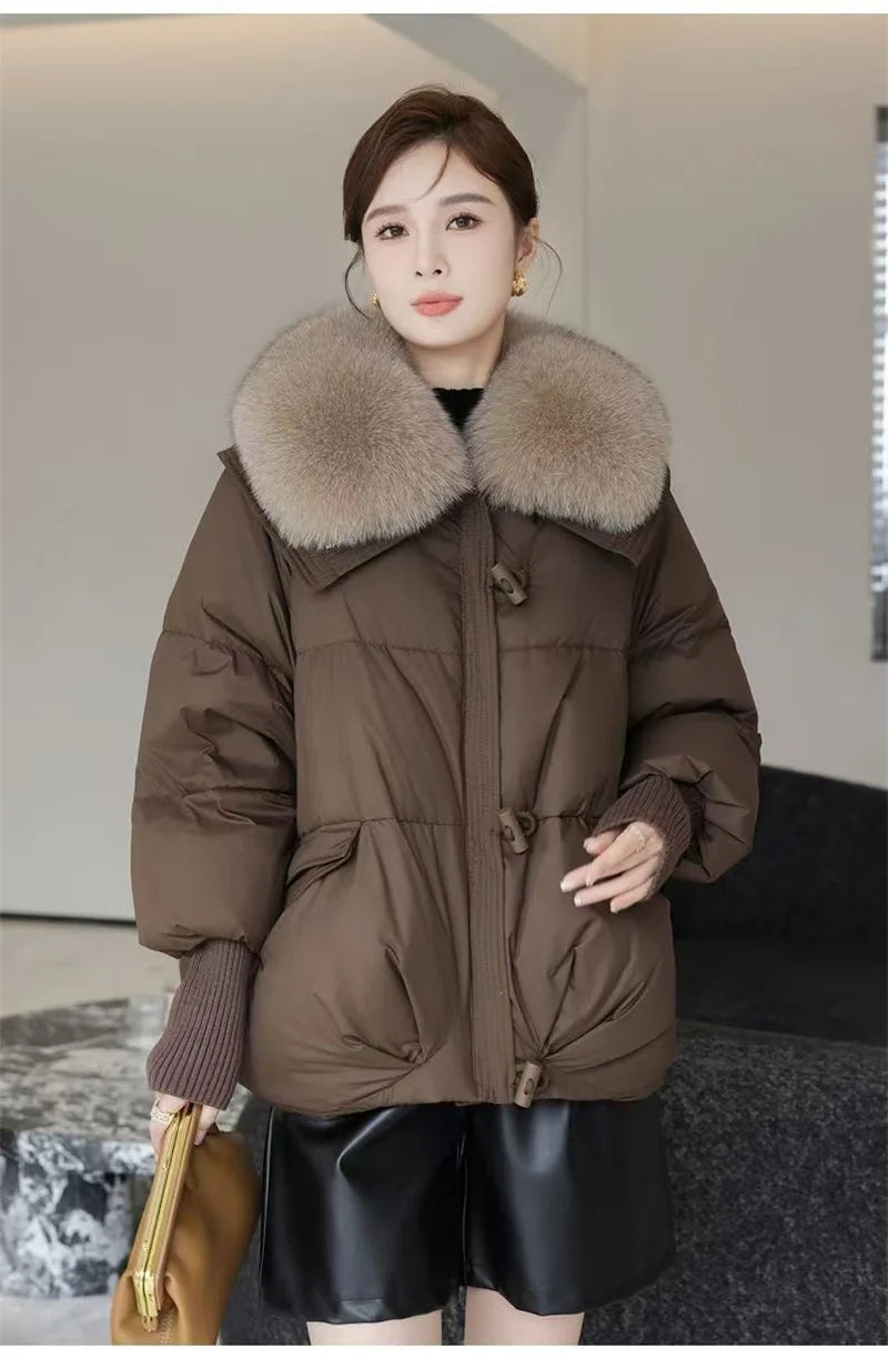 2024 New Loose Ladies Cropped Jacket Winter Woman Parka Overcoat Korean Fashion Female Ultra Light Warm Coat
