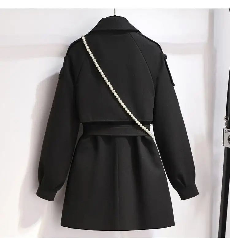 Femme Wool Jacket Women 2025 New Autumn Winter Coat Female Outerwear Short Windbreaker Long Sleeve Tops Black Overcoats