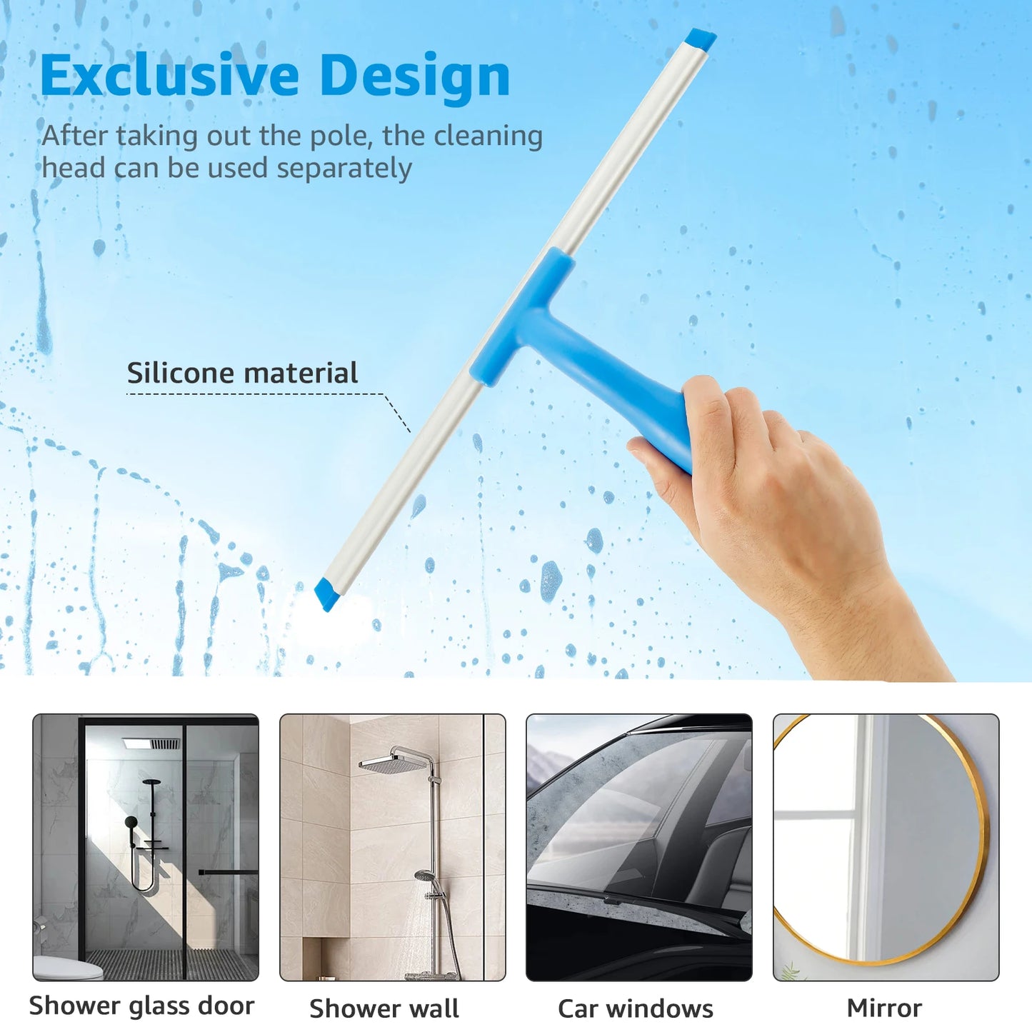 Extended Window Cleaner Kit Glass Squeegee Flooring Duster Cleaner Mop Household Window Wiper Washing Cleaning Brush Tools