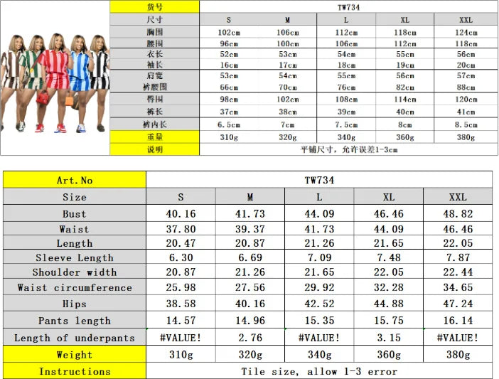 Women's Clothing Fashion Striped Sets Long Sleeve Polo-Neck T Shirt and Shorts 2025 Spring Summer 2 Two Piece Set Tracksuit